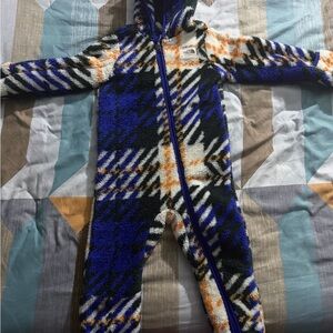 The North Face Blue and Orange Plaid Kids Footie